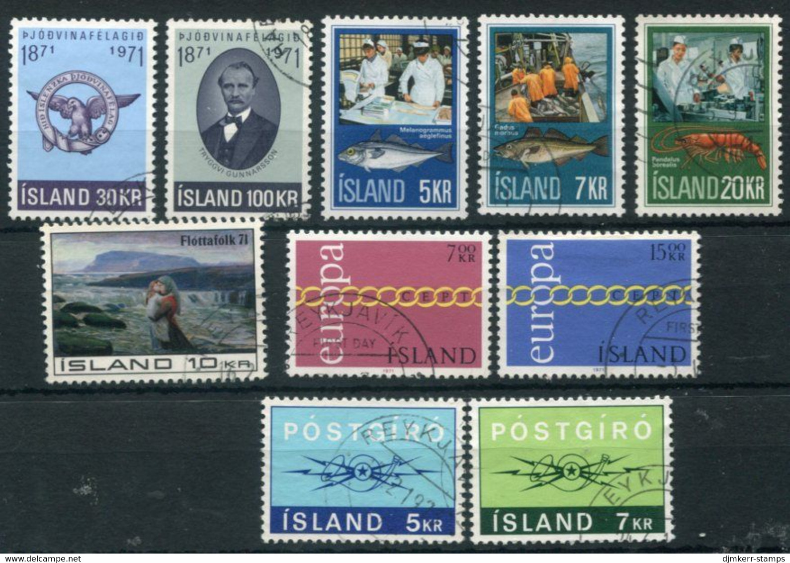 ICELAND 1971 Complete Issues Used.  Michel 450-459 - Gebruikt