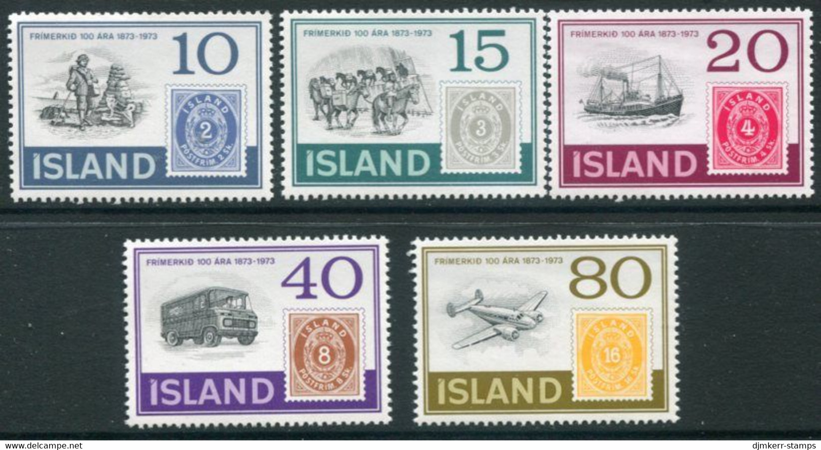 ICELAND 1973 Stamp Centenary MNH / **.  Michel 473-77 - Nuovi