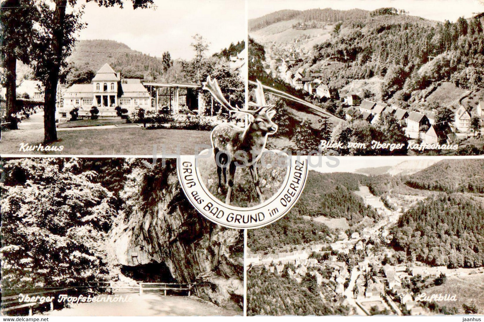 Gruss Aus Bad Grund Im Oberharz - Kurhaus - Iberger Kaffeehaus - Luftbild - Deer - 1 - Old Postcard - Germany - Used - Bad Grund