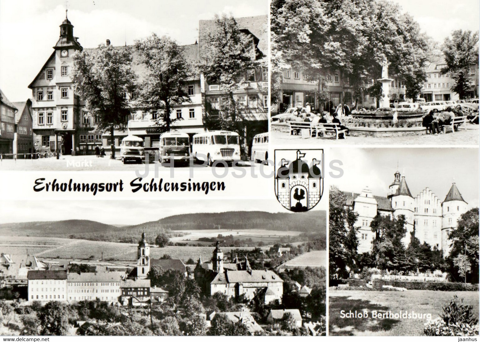 Erholungsort Schleusingen - Markt - Schloss Bertholdsburg - Castle - Bus - Old Postcard - Germany DDR - Unused - Schleusingen