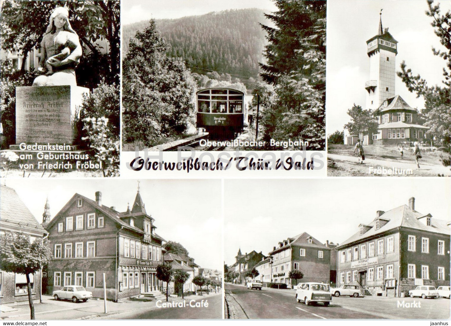 Oberweissbach - Thur Wald - Bergbahn - Funicular - Friedrich Frobel - Markt - Old Postcard - Germany DDR - Unused - Oberweissbach