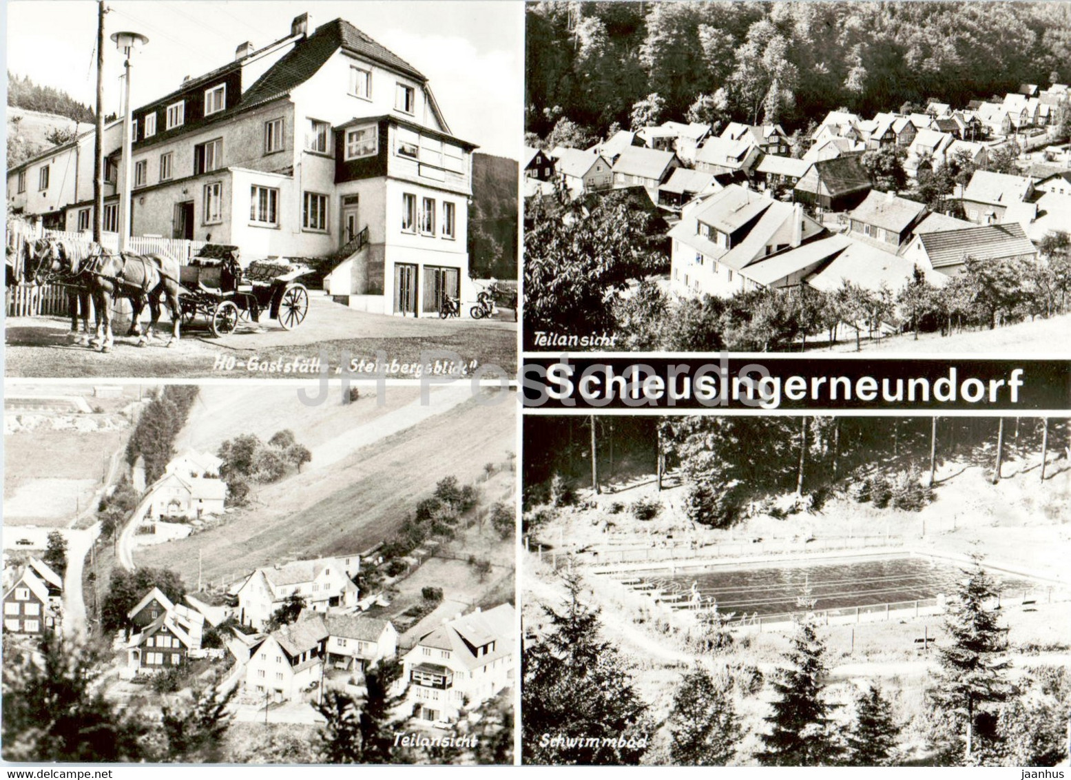 Schleusingerneundorf - HO Gaststatte Steinbergsblick - Horse Carriage - Schwimmbad - Germany DDR - Used - Schleusingen