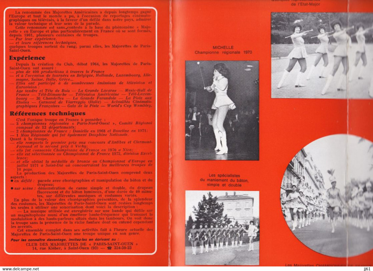 SAINT OUEN LES MAJORETTES DE PARIS DEPLIANT CARTONNER 3 VOLETS ANNEE 1965 70 TRES BON ETAT - Altri & Non Classificati