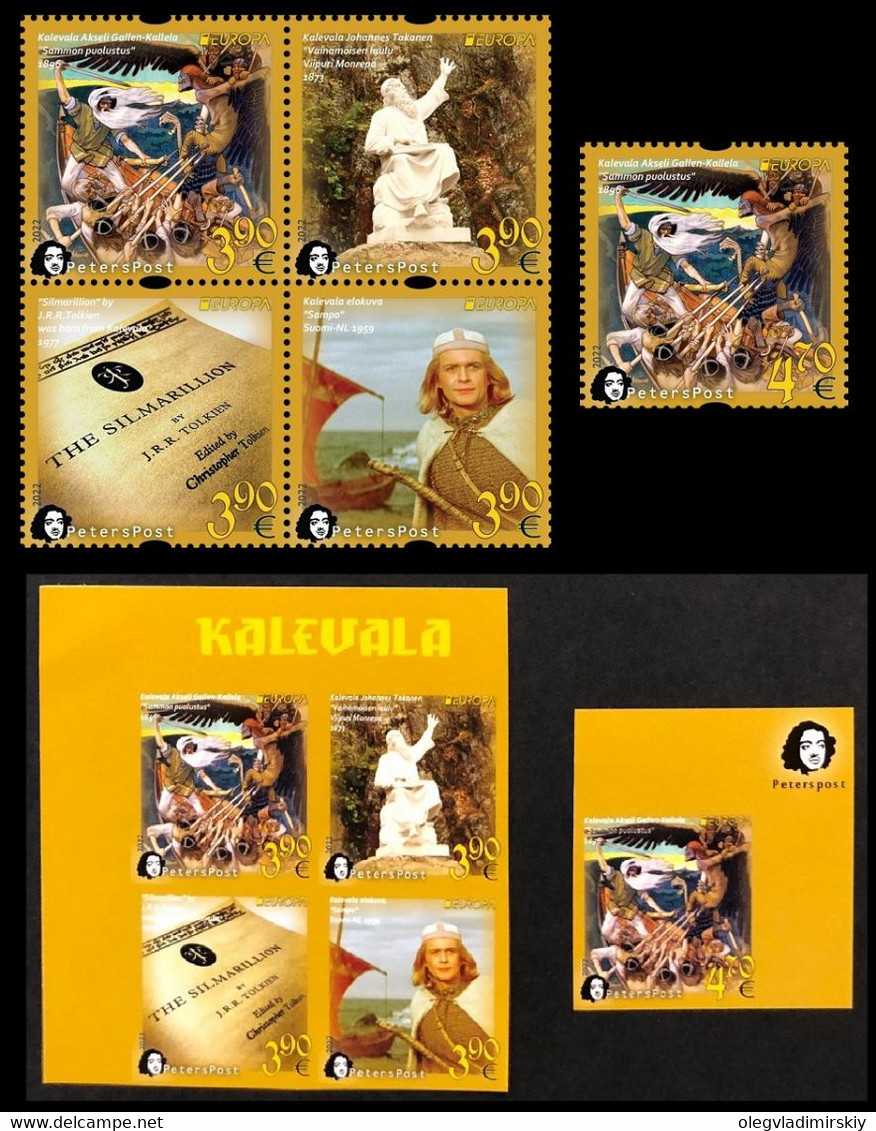 Finland 2022 Europa Peterspost Myths & Legends Kalevala Set Of 10 Perforated And Imperforated Stamps Mint - Neufs