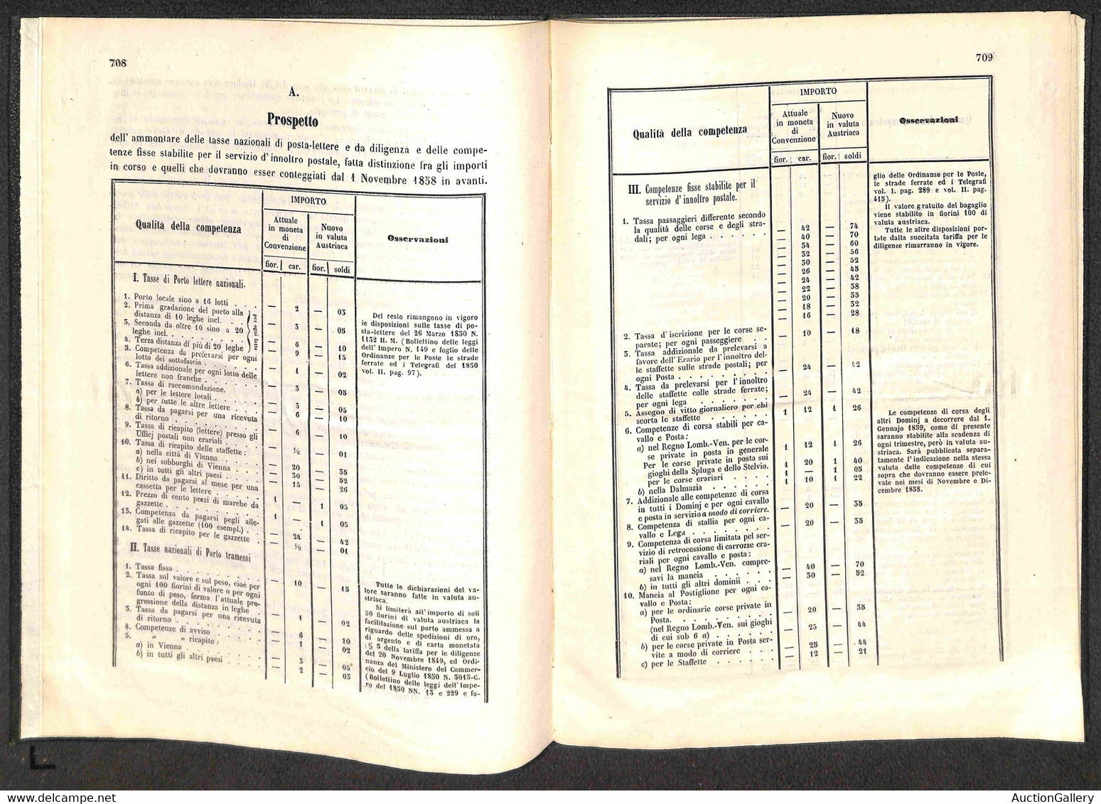 Antichi Stati Italiani - Lombardo Veneto - 1858 - Vienna 7.10/Milano 27.10 - Ramo Poste - Computo Delle Tasse Postali In - Autres & Non Classés