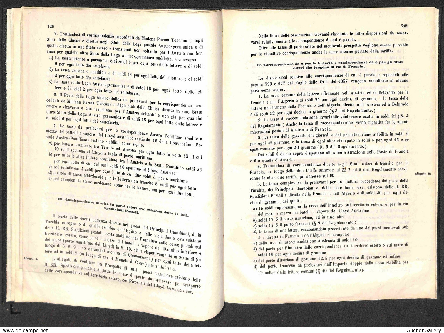 Antichi Stati Italiani - Lombardo Veneto - 1858 - Vienna 7.10/Milano 27.10 - Ramo Poste - Computo Delle Tasse Postali In - Autres & Non Classés