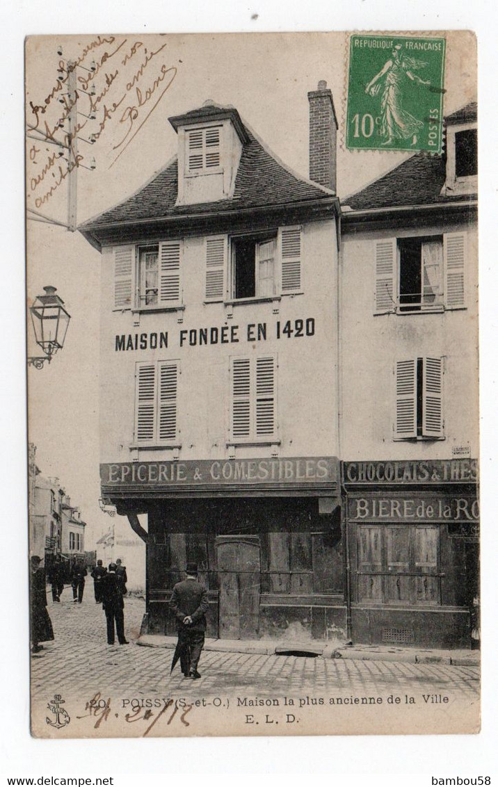 POISSY * YVELINES * MAISON ANCIENNE Fondée En 1420 * EPICERIE & COMESTIBLES * CHOCOLATS & THES * BIERE * Carte N° 20 - Poissy