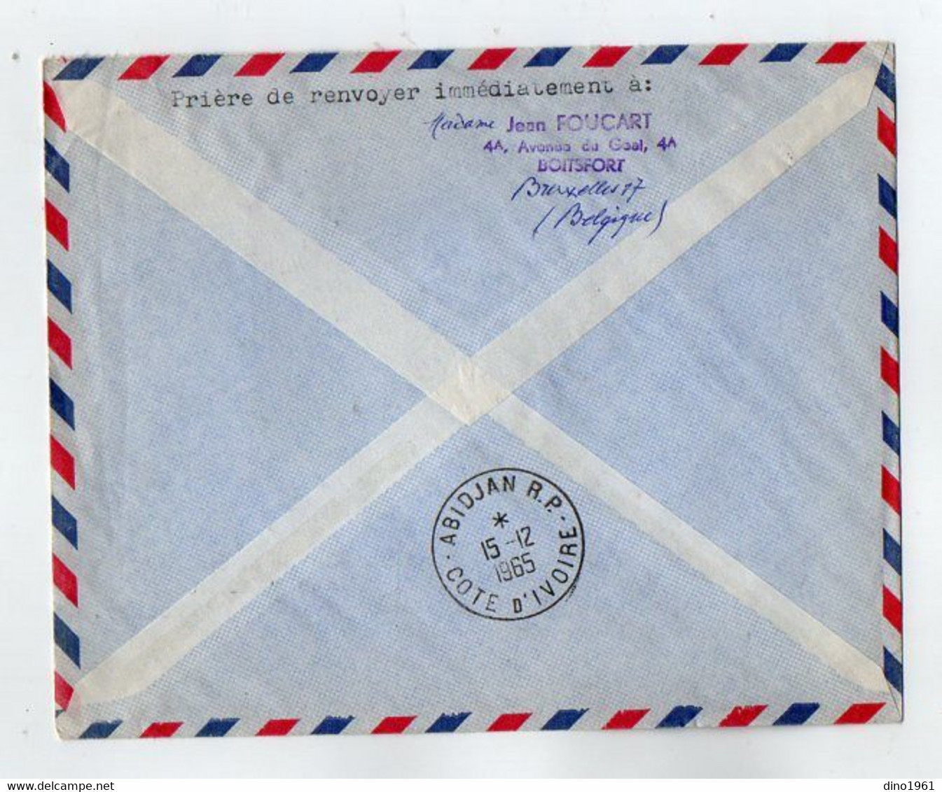 TB 3417 - 1965 - LSC - Lettre Par Avion / Sté SABENA / Première Liaison Aérienne BRUXELLES - ABIDJAN Par Boeing SABENA - Covers & Documents