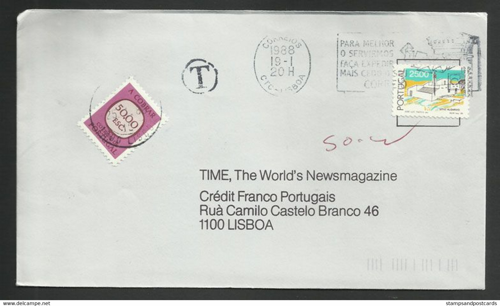 Portugal Lettre 1988 Timbre-taxe Port Dû Et Série Basique Maisons Traditionnelles Postage Due + Traditional Houses Cover - Storia Postale