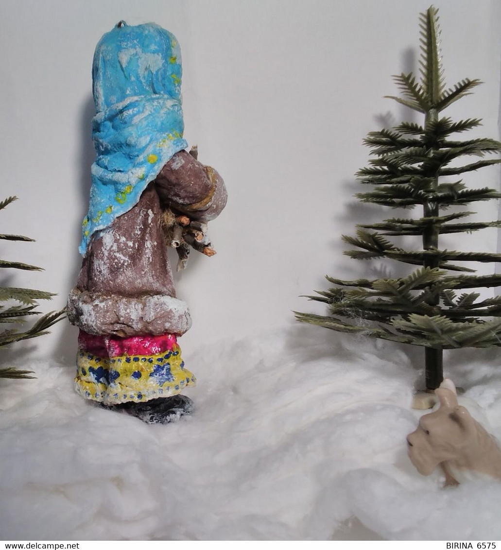 Christmas Tree Toy. Mashenka With Brushwood. From Cotton. 13 Cm. New Year. Christmas. Handmade. - Adornos Navideños