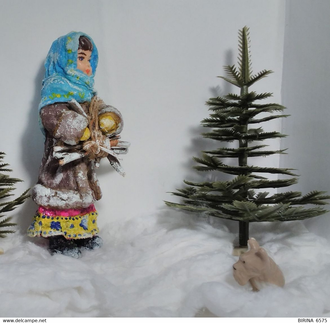 Christmas Tree Toy. Mashenka With Brushwood. From Cotton. 13 Cm. New Year. Christmas. Handmade. - Décoration De Noël