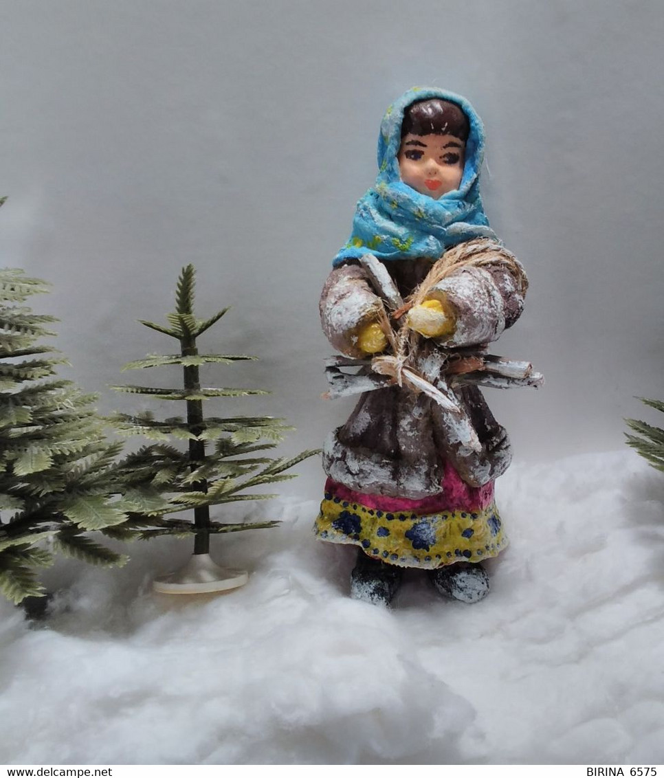 Christmas tree toy. Mashenka with brushwood. From cotton. 13 cm. New Year. Christmas. Handmade.