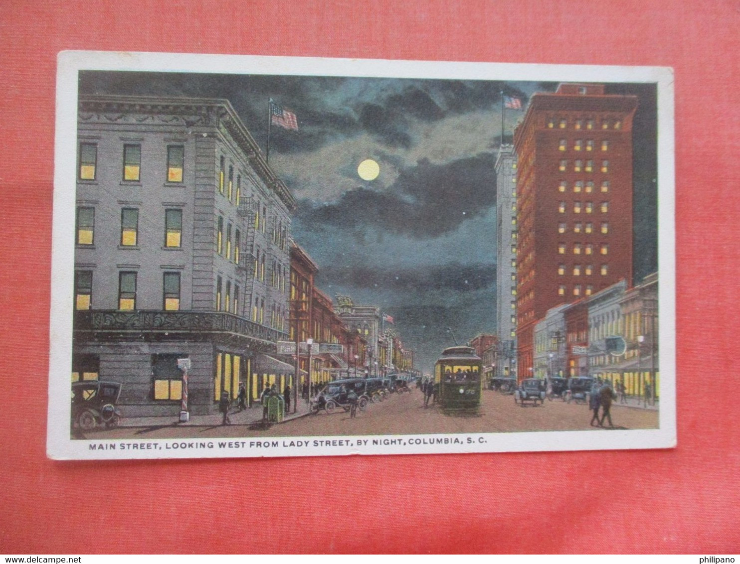 Night View Trolley On Main Street.    Columbia   South Carolina >      Ref 5596 - Columbia