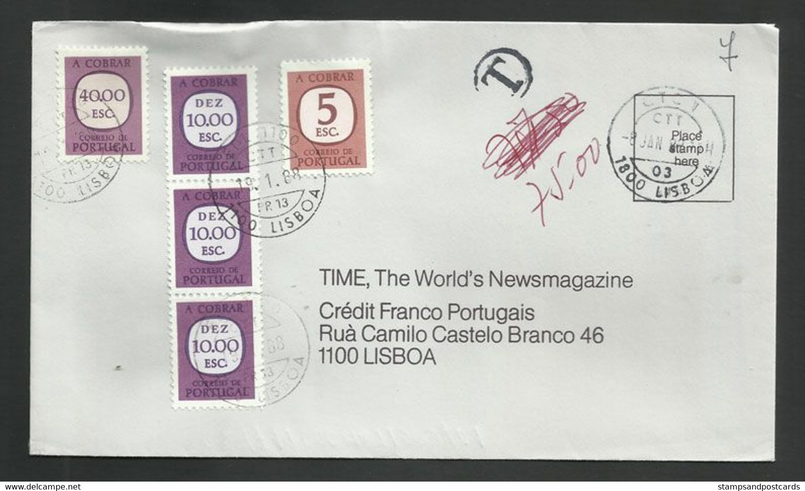 Portugal Lettre 1988 Timbre-taxe Port Dû Postage Due Cover - Storia Postale