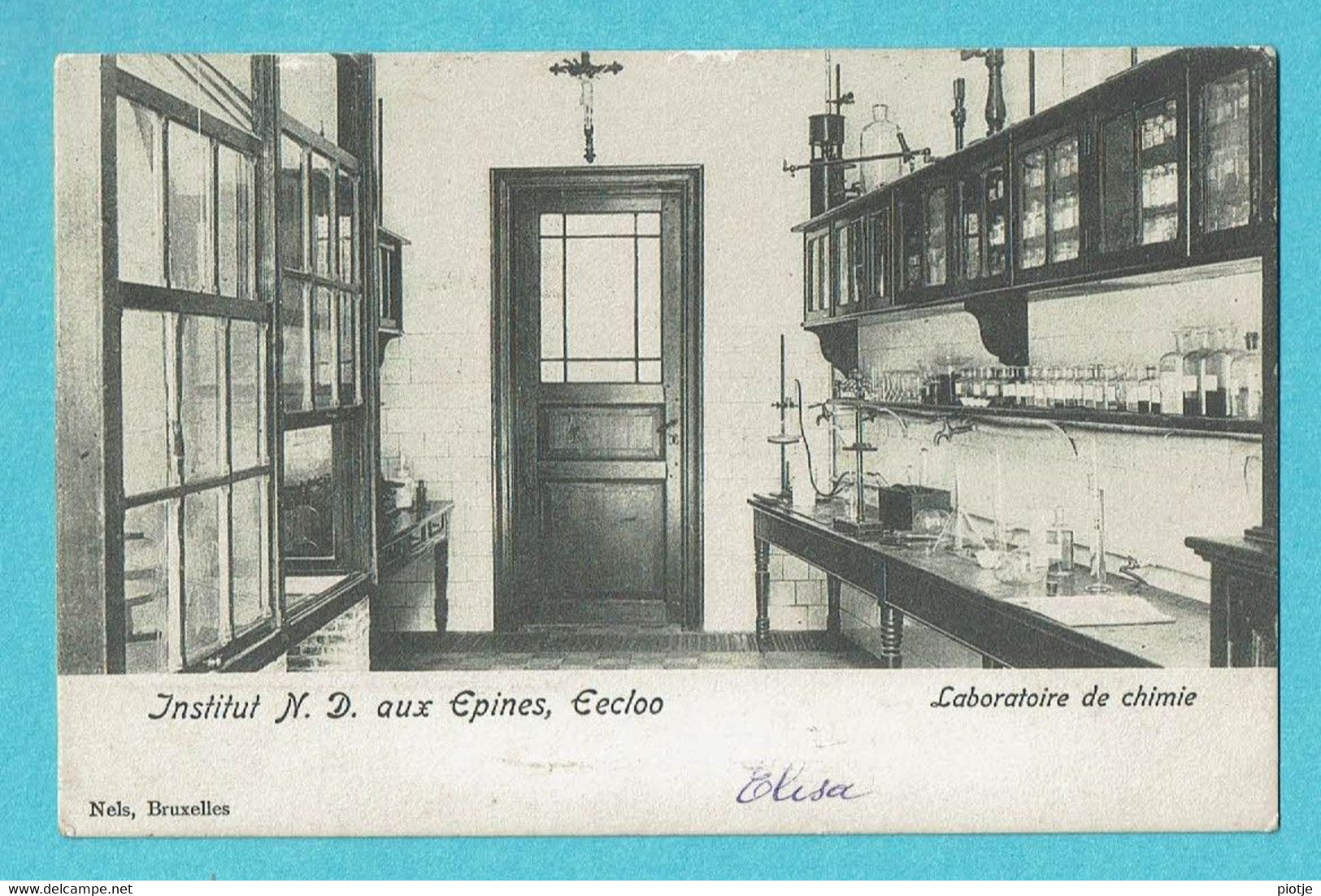 * Eeklo - Eecloo (Oost Vlaanderen) * (Nels) Institut ND Aux Epines, Laboratoire De Chimie, Labo, Intérieur, Old, école - Eeklo