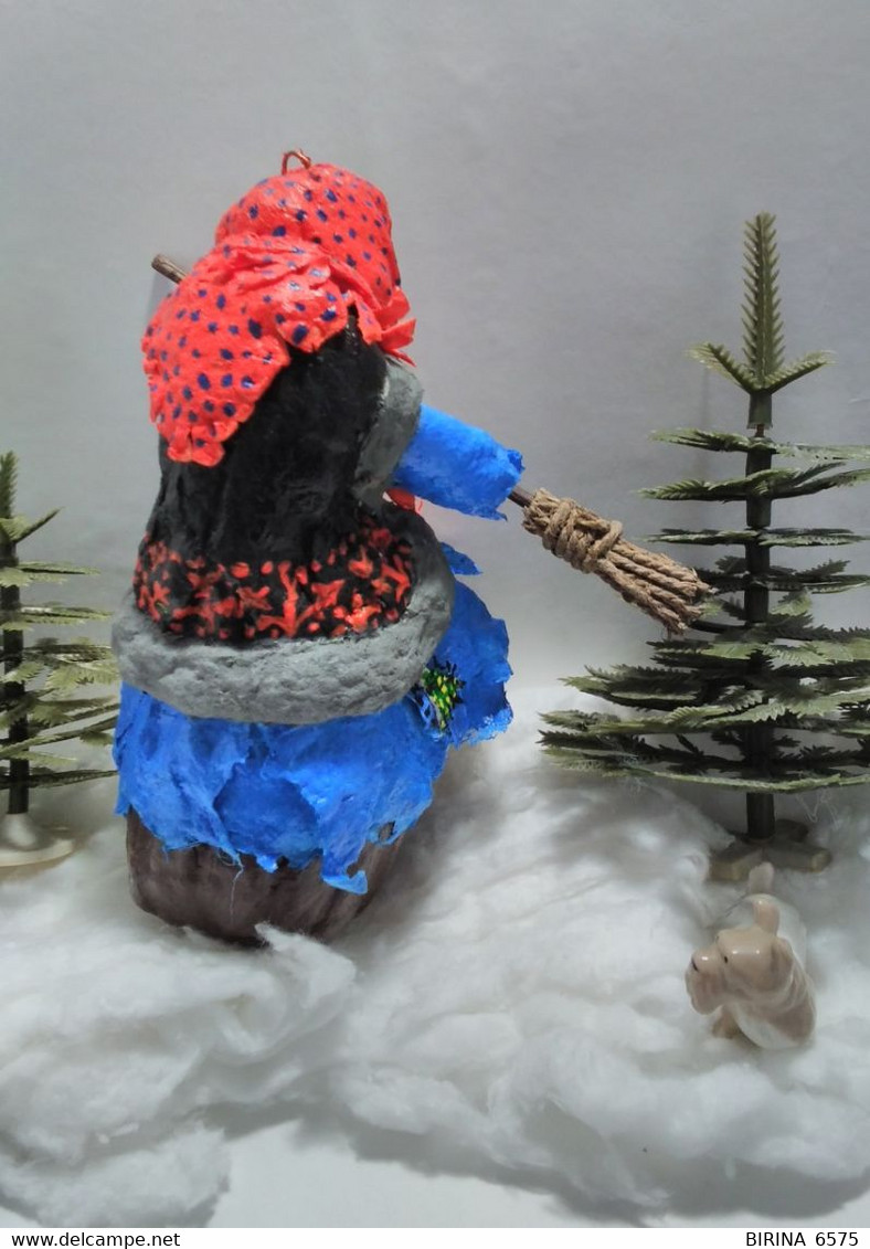 Christmas Tree Toy. Baba Yaga. From Cotton. 15 Cm. New Year. Christmas. Handmade. - Décoration De Noël