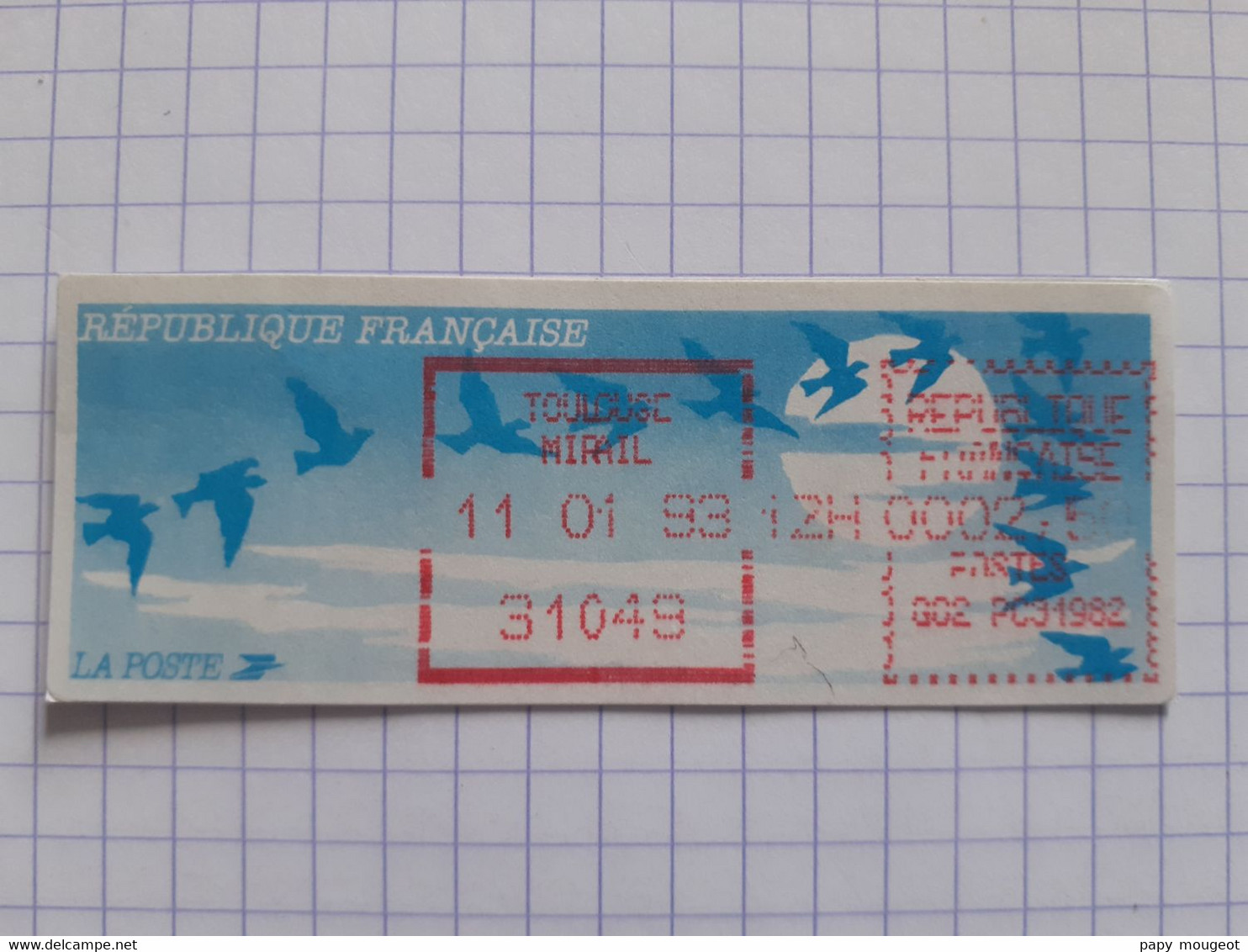 Toulouse Mirail 31049 - 11-01-93 - G02 PC31982 Tarif 2.50 - Impression Défectueuse - 1990 « Oiseaux De Jubert »