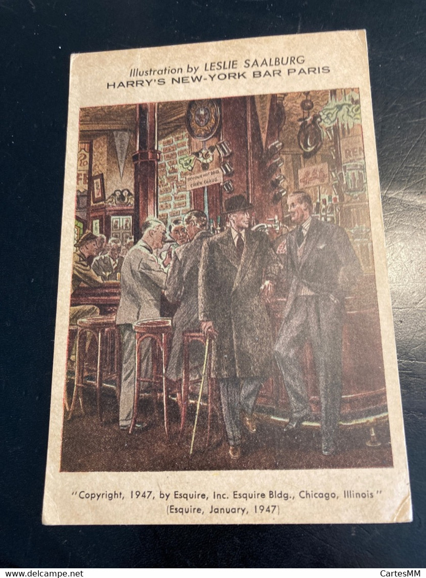 Harry’s Bar New York NY Paris Illustration By Leslie Saalburg 1947 - Cafés