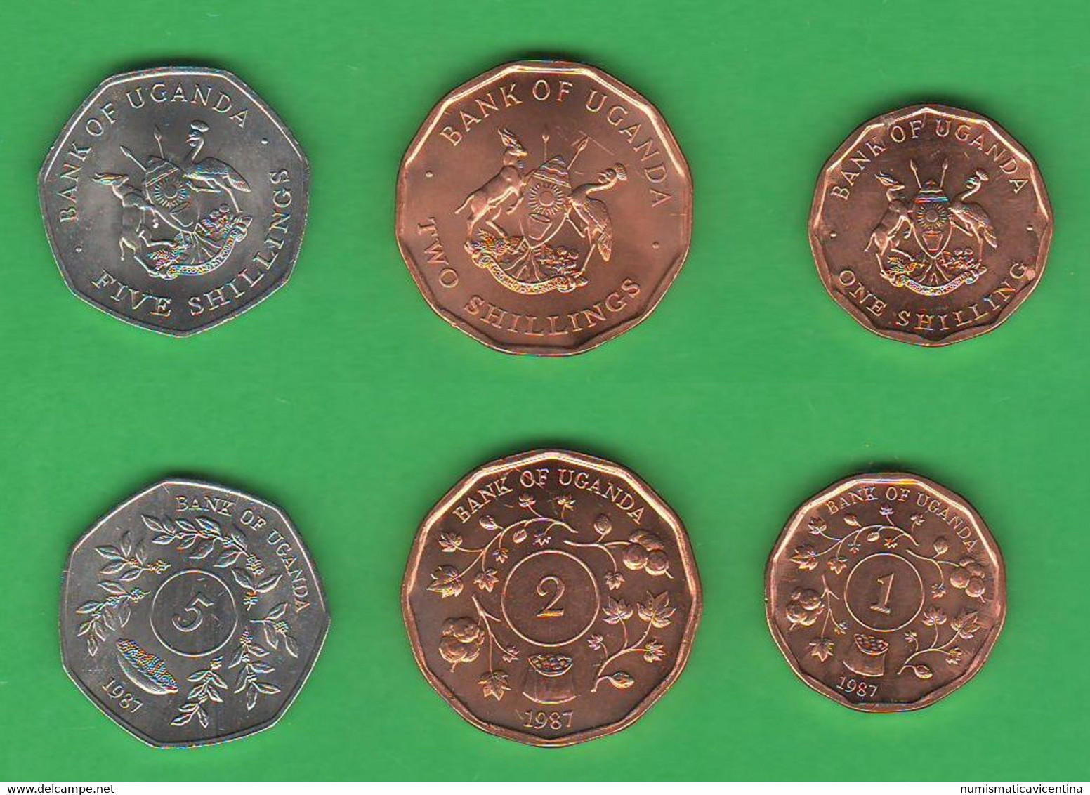 Uganda Ugande 1 + 2 + 5 Shillings 1987 - Uganda