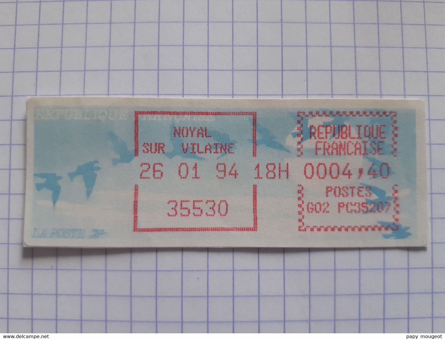 Noyal Sur Vilaine 35530 - 26-01-94 - G02 PC35207 Tarif 4.40 - - 1990 Type « Oiseaux De Jubert »