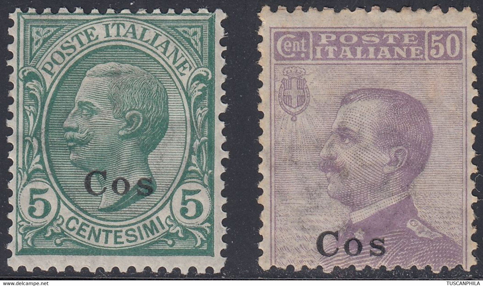 1912 2 Valori Sass. MH* Cv 202 - Egée (Coo)