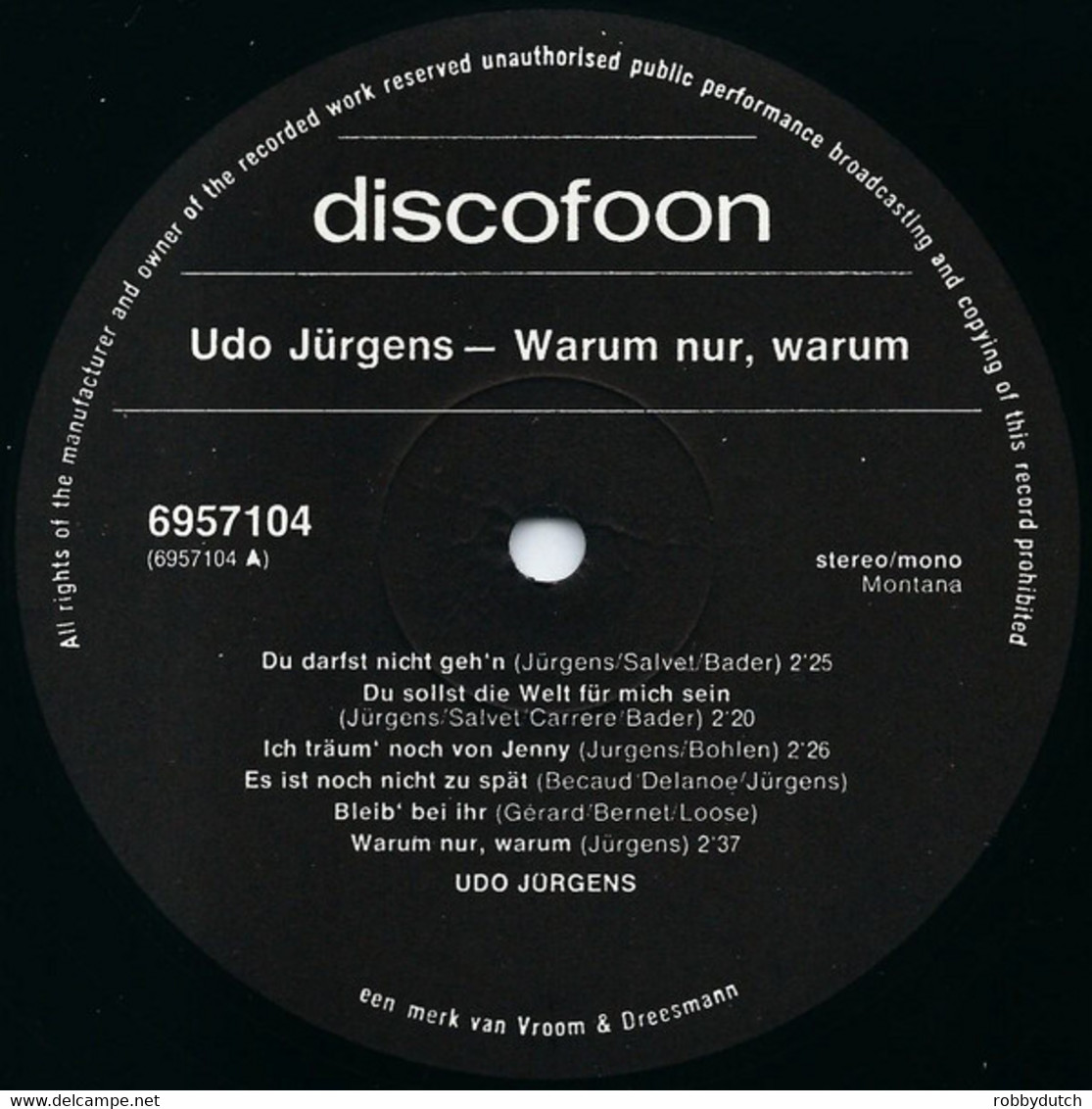 * LP * UDO JÜRGENS - WARUM NUR WARUM (Holland 1969) - Otros - Canción Alemana