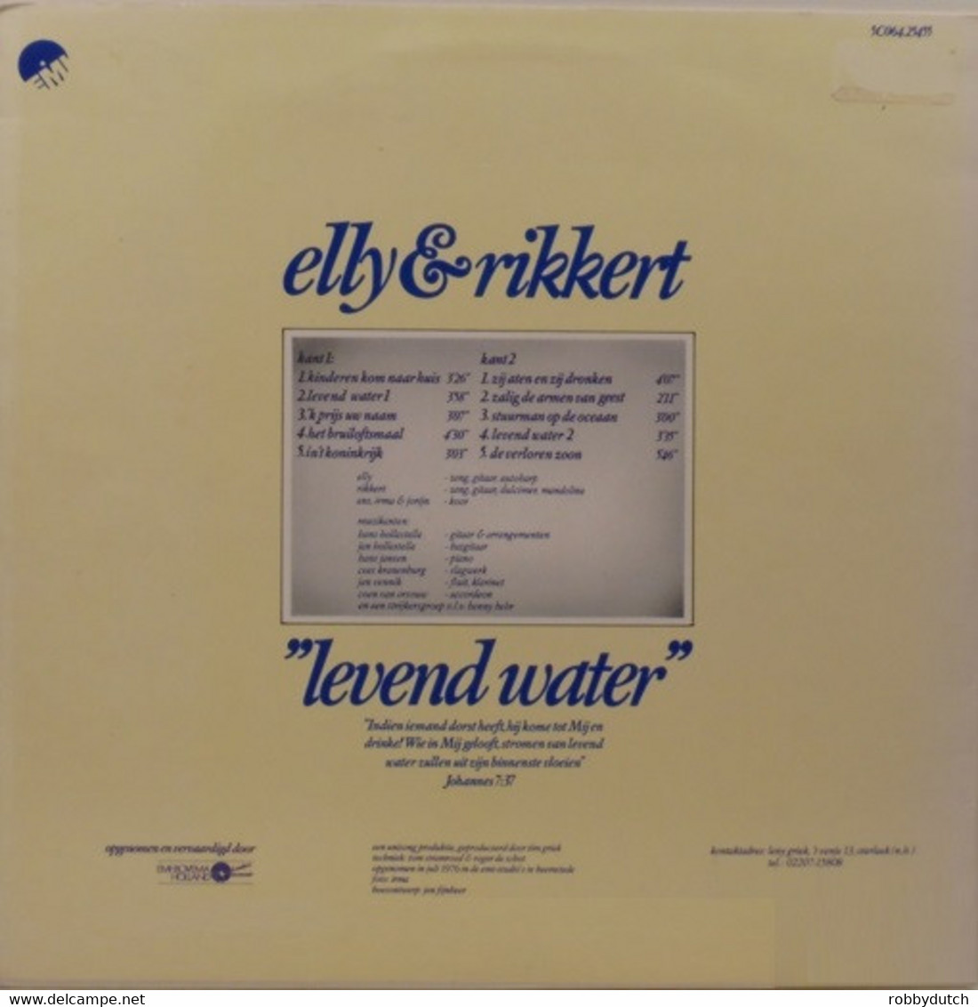 * LP *  ELLY & RIKKERT - LEVEND WATER (Holland - Chants Gospels Et Religieux