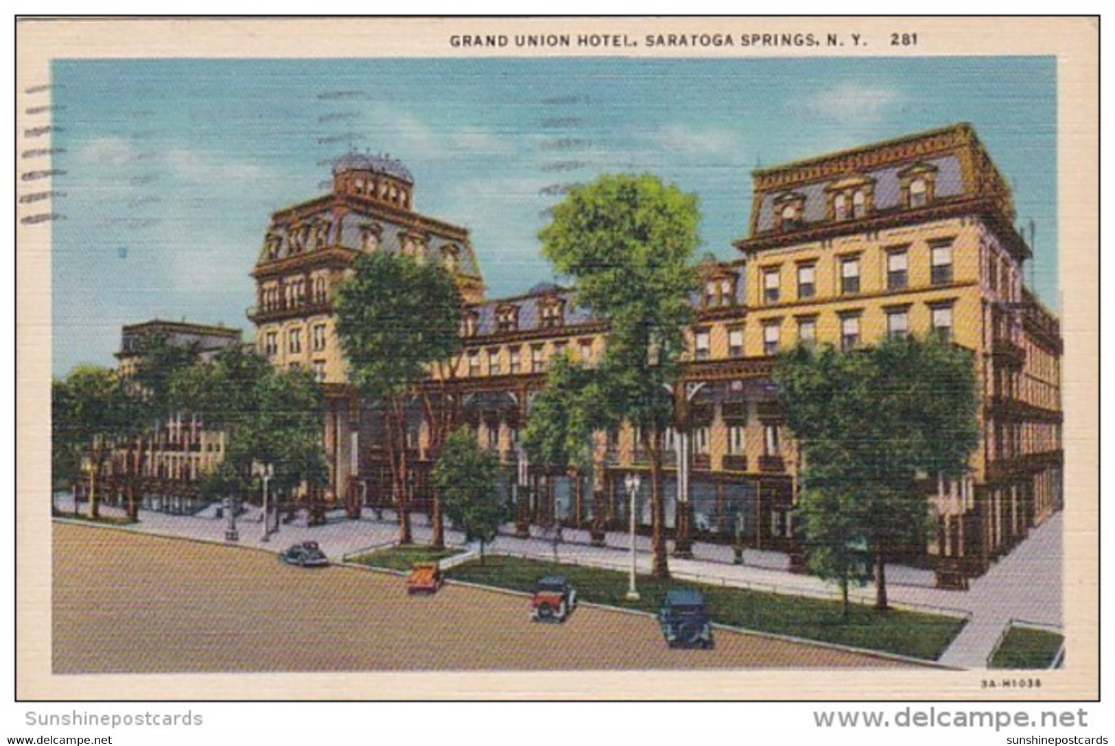 New York Saratoga Springs Grand Union Hotel 1941 Curteich - Saratoga Springs