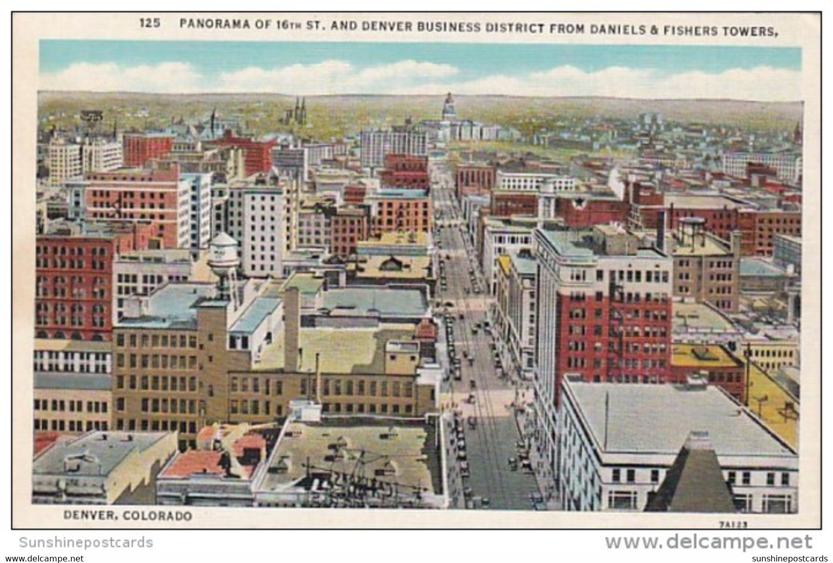 Colorado Denver Panorama Of 16th Street &amp; Business District From Daniels &amp; Fishers Towers Curteich - Denver