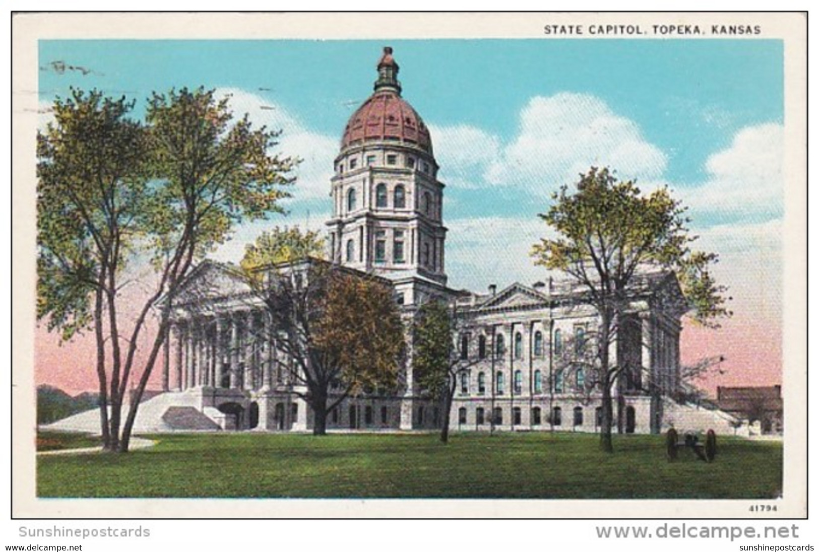 Kansas Topeka State Capitol Building 1934 Curteich - Topeka