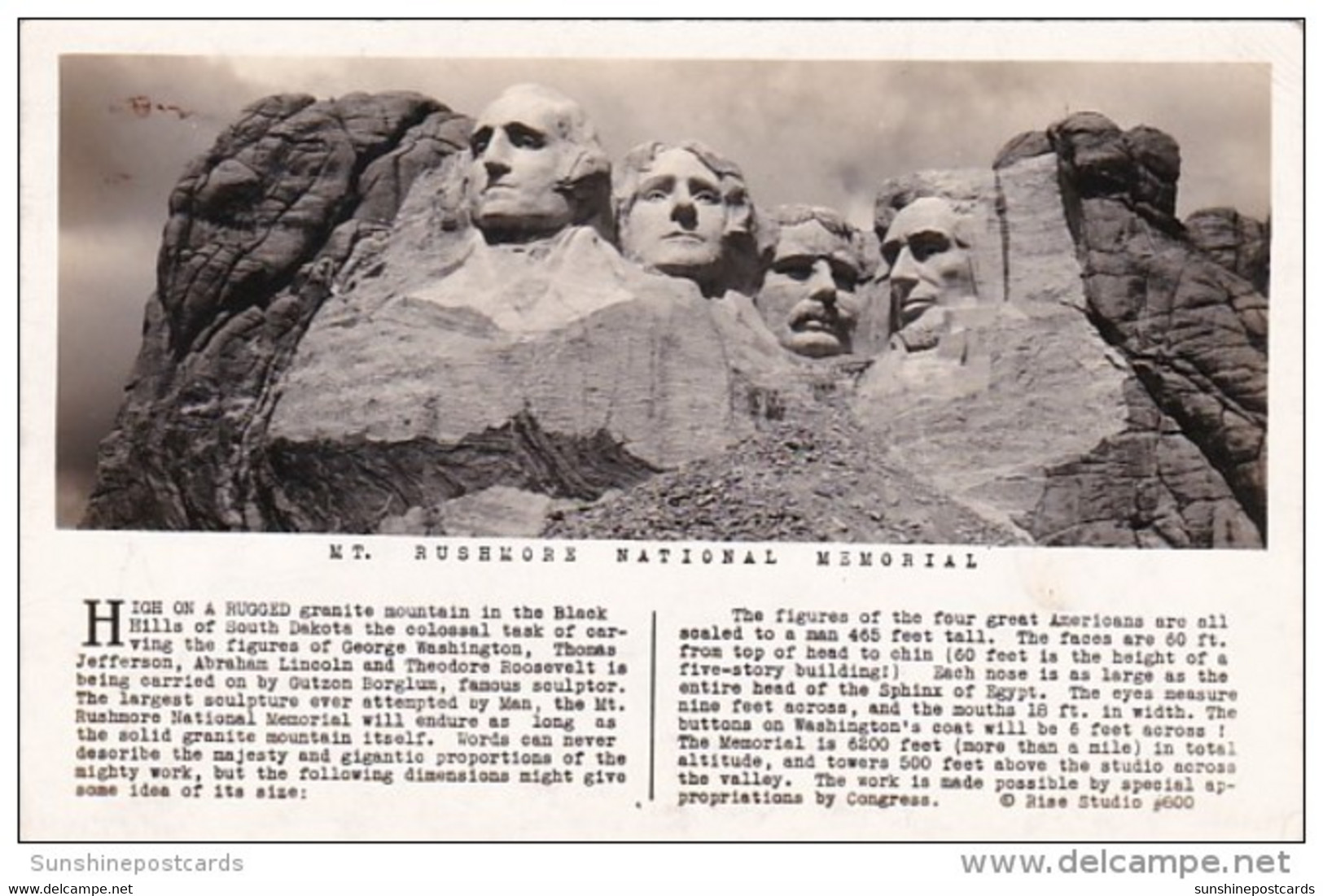 South Dakota Mount Rushmore National Memorial  Real Photo - Mount Rushmore