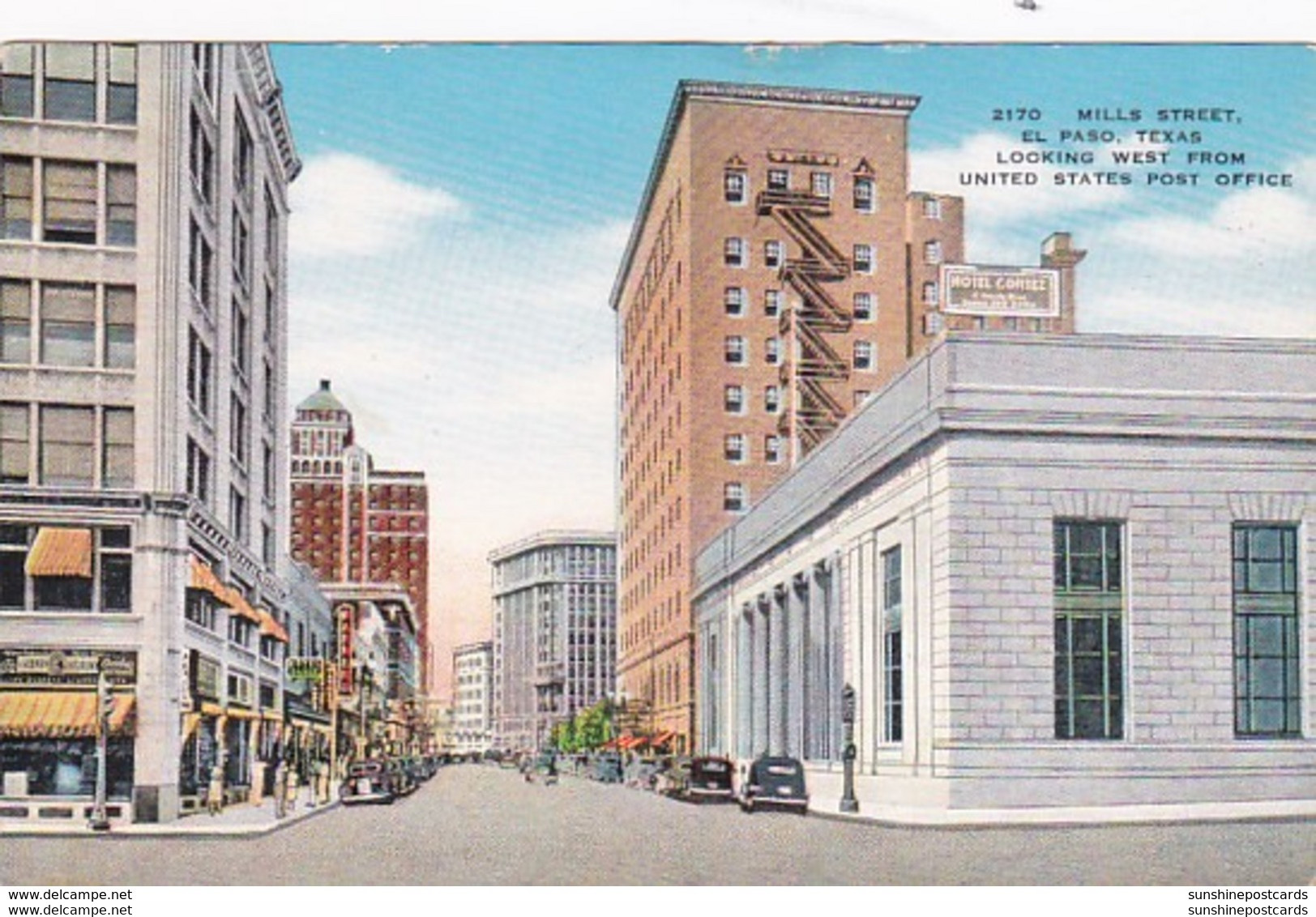 Texas El Paso Mills Street Looking West From Post Office - El Paso