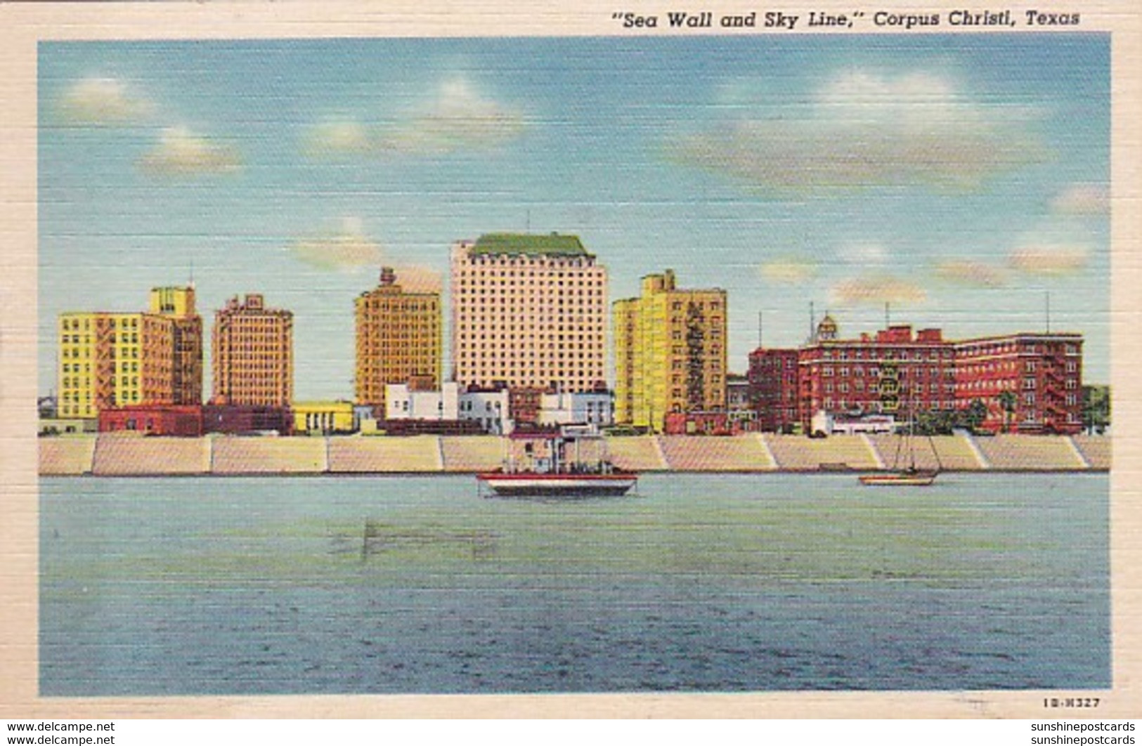 Texas Corpus Christi Sea Wall And Skyline Curteich - Corpus Christi