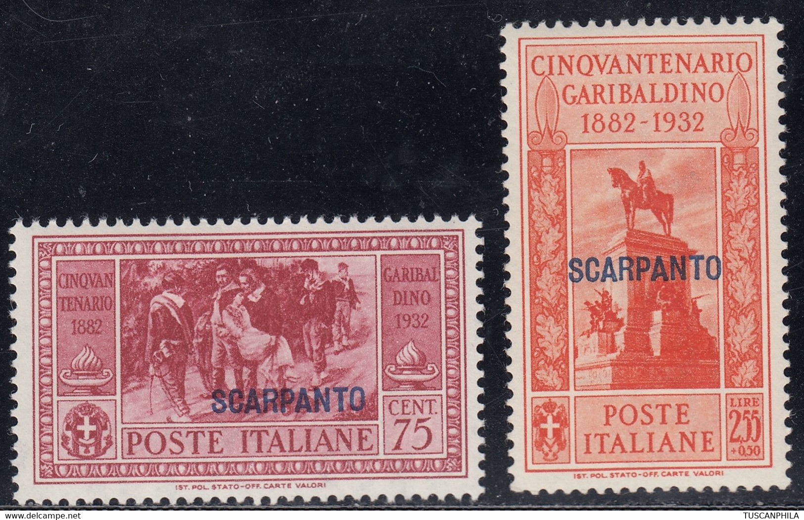 1932 2 Valori Sass. 22-25 MH* Cv 112 - Aegean (Scarpanto)