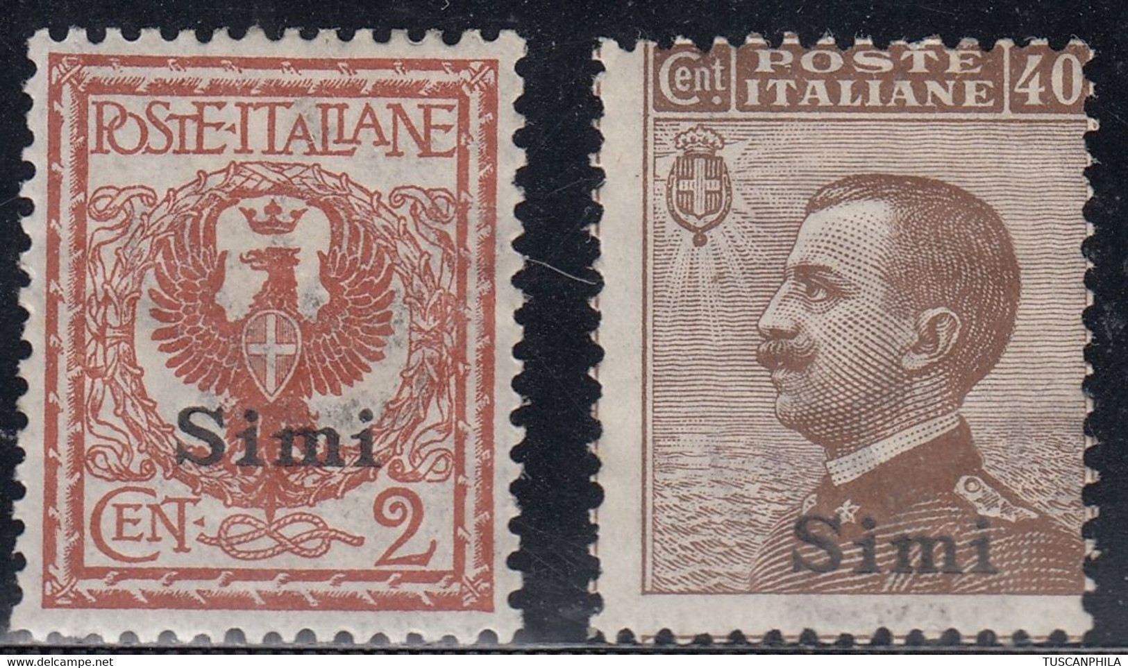 1912 2 Valori Sass. 1-6 MH* Cv 50 - Egeo (Simi)