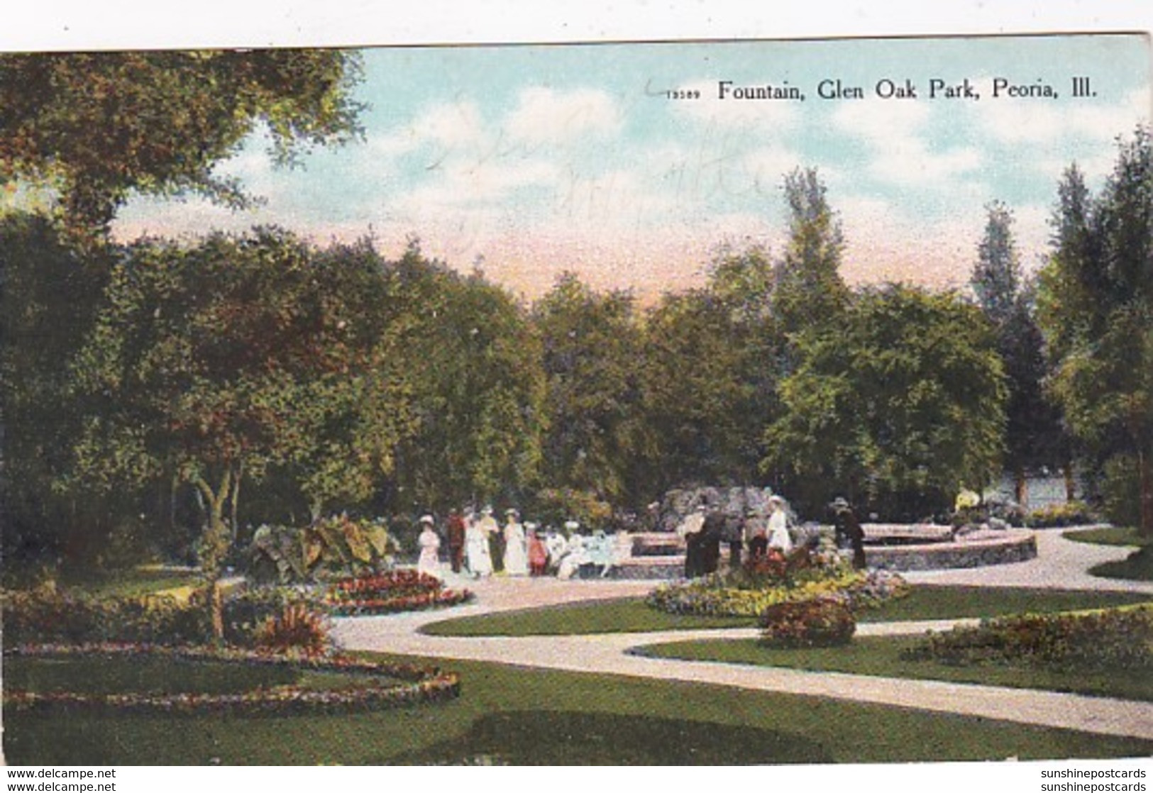 Illinois Peoria Fountain In Glen Oak Park 1909 - Peoria