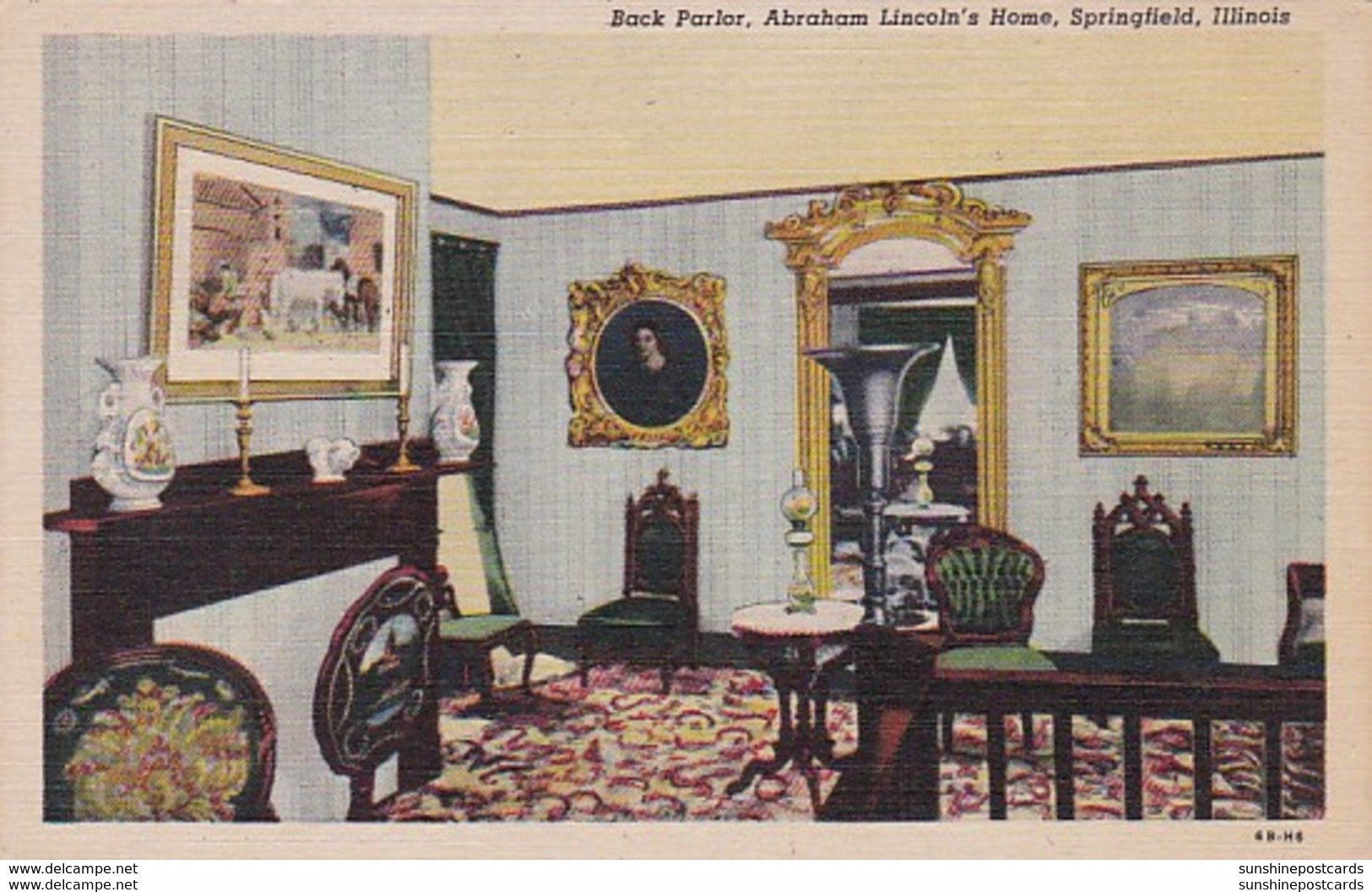 Illinois Springfield Abraham Lincoln's Home Back Parlor Curteich - Springfield – Illinois