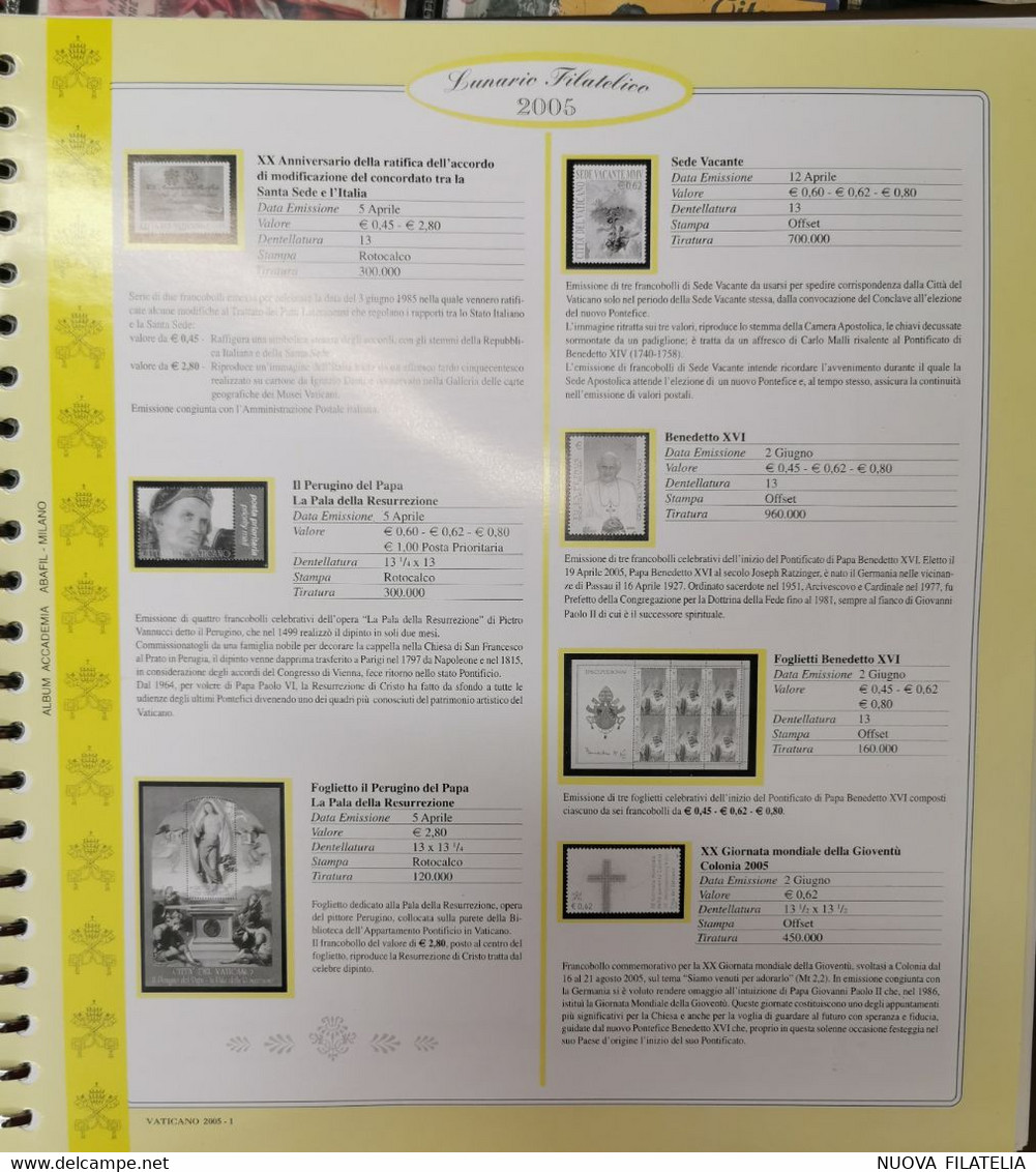 VATICANO 2005 ANNATA COMPLETA NUOVA CON FOGLI - Annate Complete