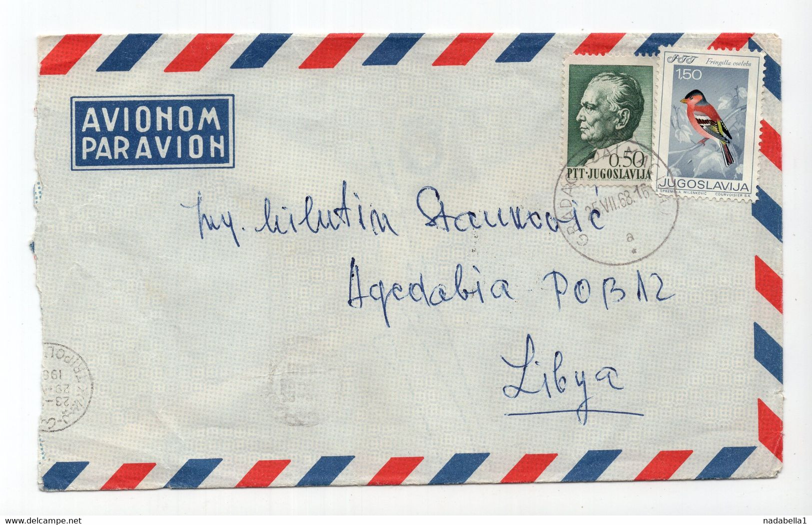 1968. YUGOSLAVIA,SERBIA,BELGRADE,AIRMAIL COVER TO LIBYA - Luchtpost