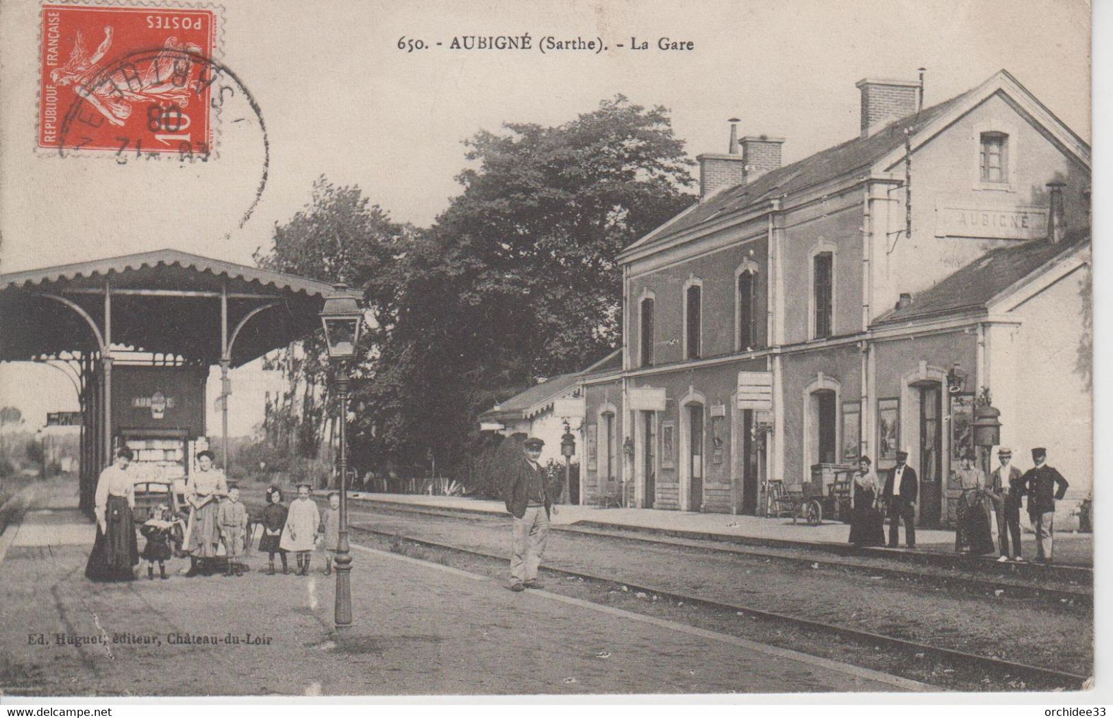 CPA Aubigné - La Gare (avec Jolie Animation) - Other & Unclassified