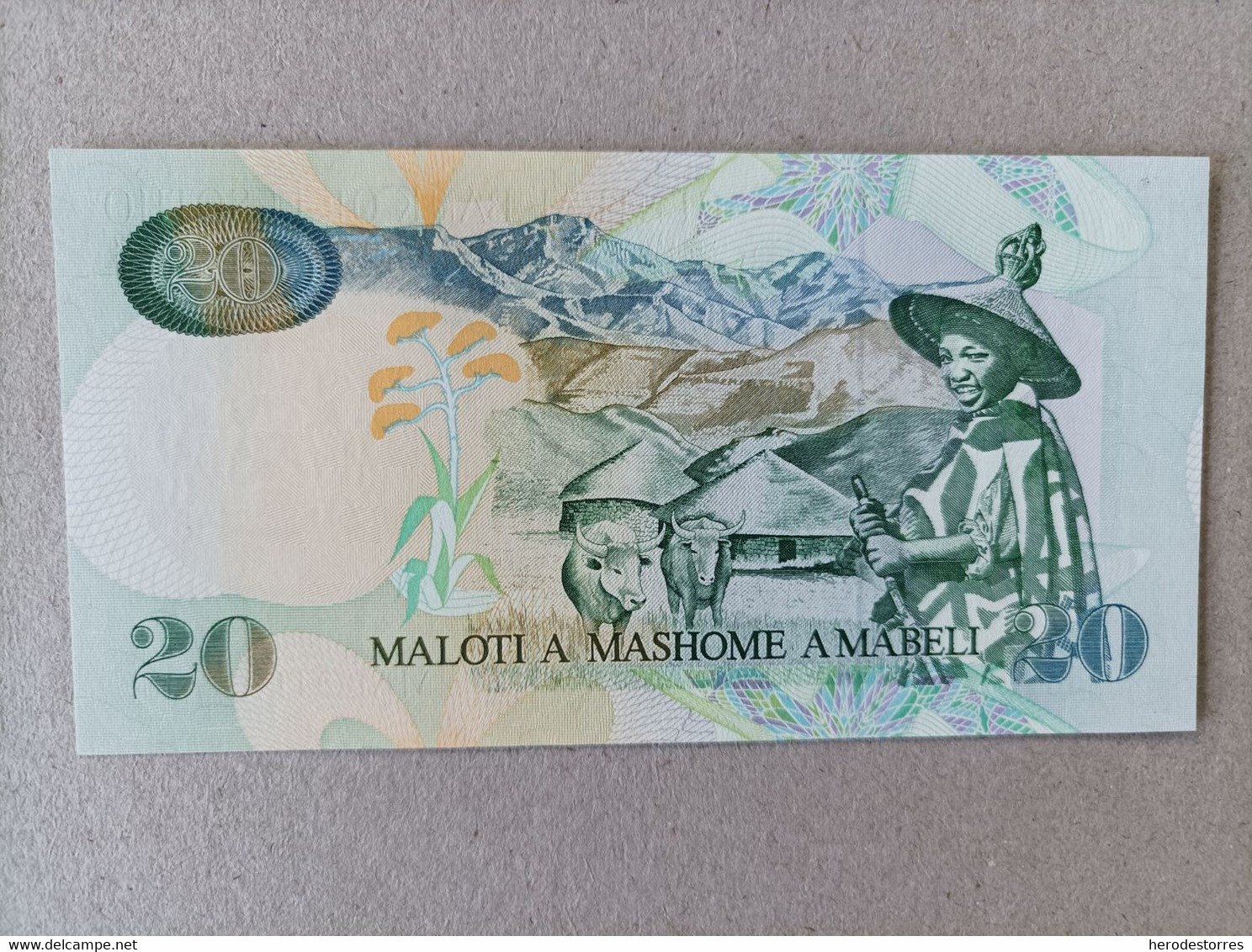 Billete De Lesotho De De 20 Malothi, Nº Bajo A001608, UNCIRCULATED - Lesotho