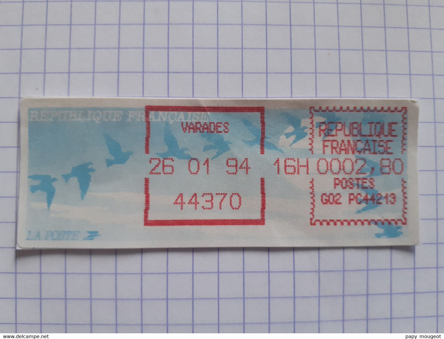 Varades 44370 - 26-01-94 - G02 PC44213 Tarif 2.80 - 1990 « Oiseaux De Jubert »