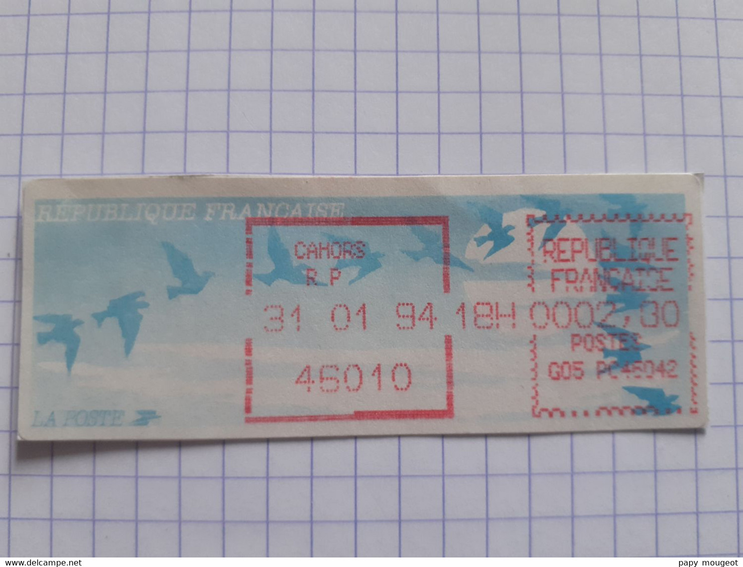 Cahors R P 46010 - 31-01-94 - G05 PC46042 Tarif 2.80 - Problème D'imprimante - 1990 « Oiseaux De Jubert »