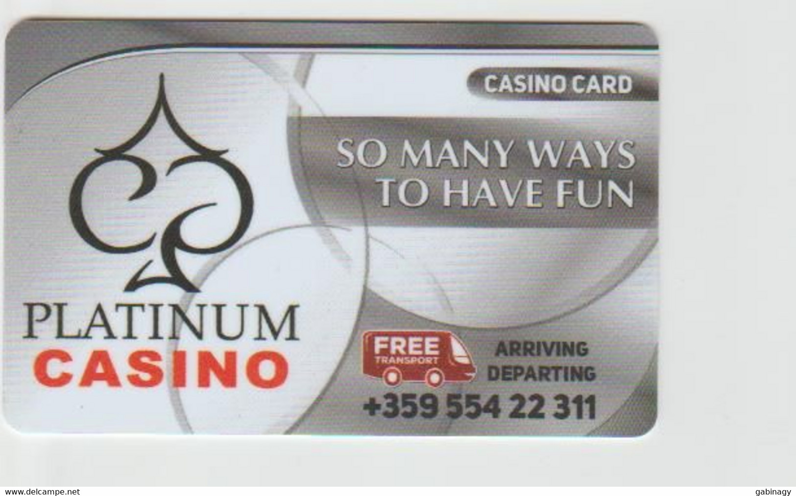 CASINO CARD - 436 - BULGARIA - PLATINUM CASINO - Carte Di Casinò