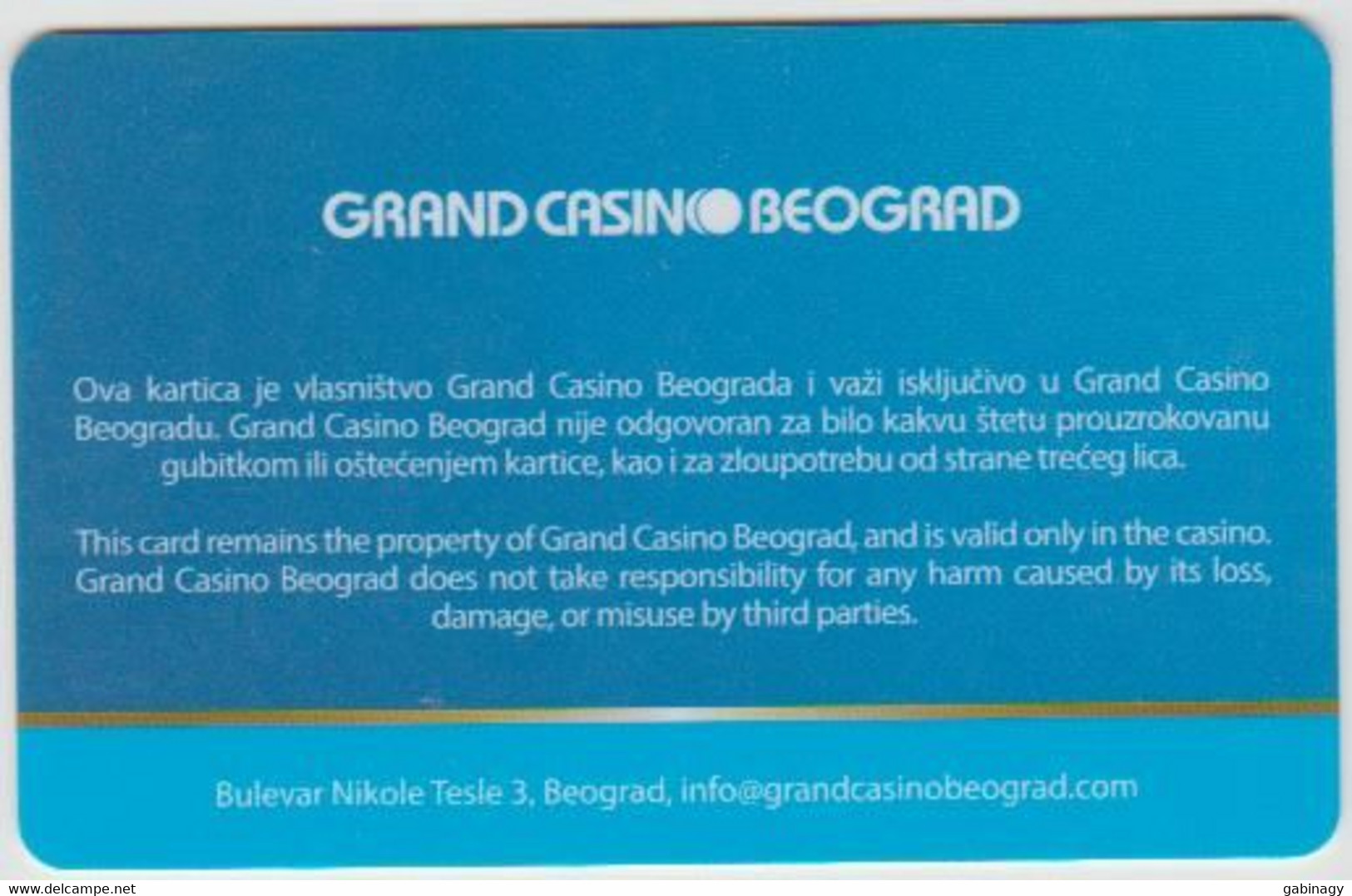 CASINO CARD - 437 - SERBIA - CRYSTAL GRAND CASINO BEOGRAD - Tarjetas De Casino