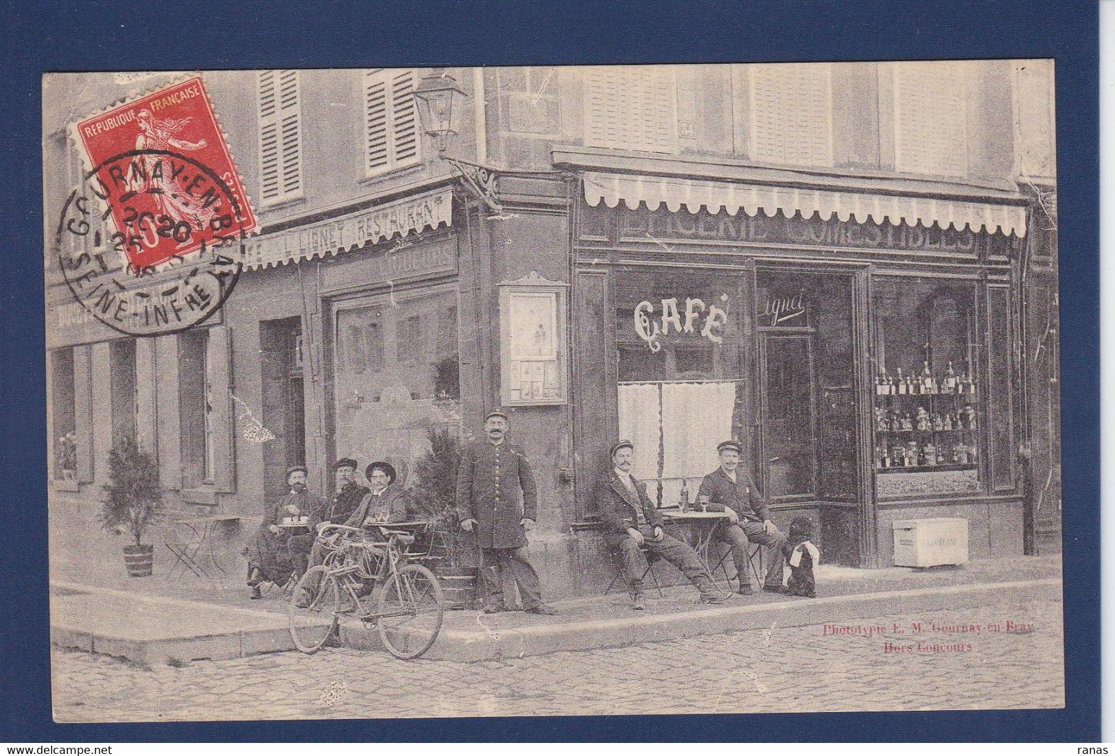 CPA [76] Seine Maritime > Gournay-en-Bray Commerce Shop Café Vélo Cycle - Gournay-en-Bray