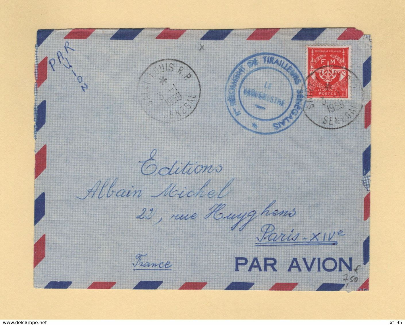 Timbre FM - Saint Louis - Senegal - 1959 - 1er Regiment De Tirailleurs Senegalais - Military Postage Stamps