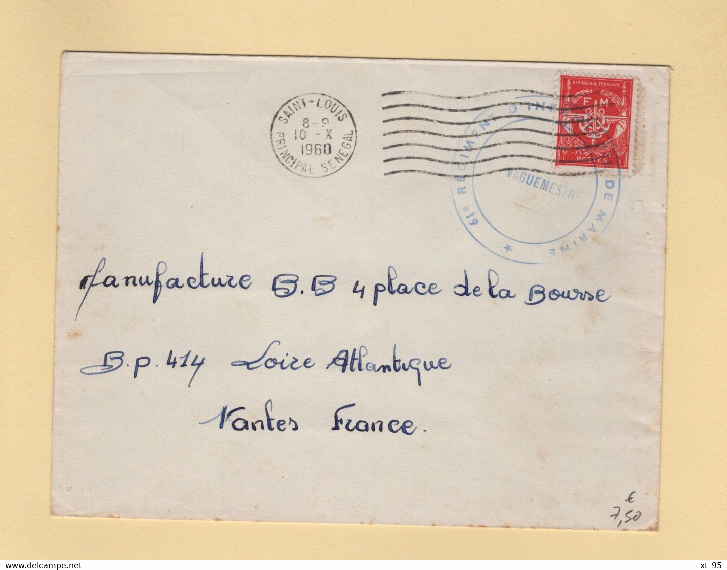 Timbre FM - Saint Louis - Senegal - 1960 - 61e Regiment D Infanterie De Marine - Francobolli  Di Franchigia Militare