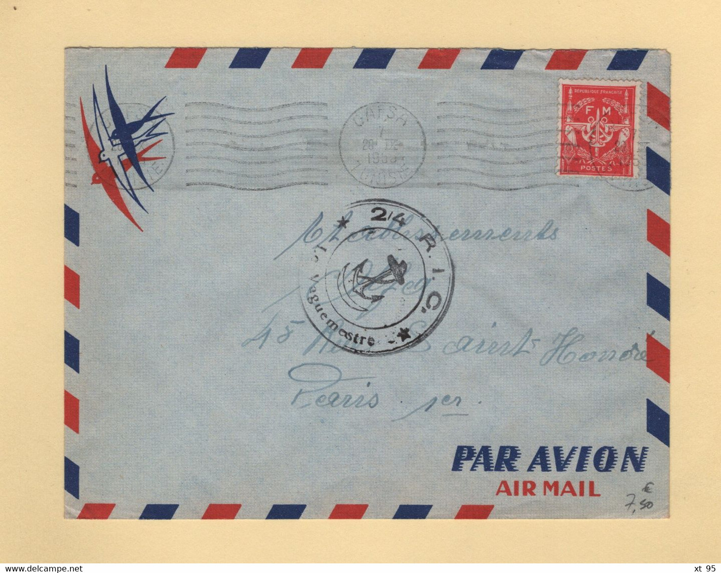 Timbre FM - Tunisie - Gafsa - 1956 - 24 RIC - Militaire Zegels