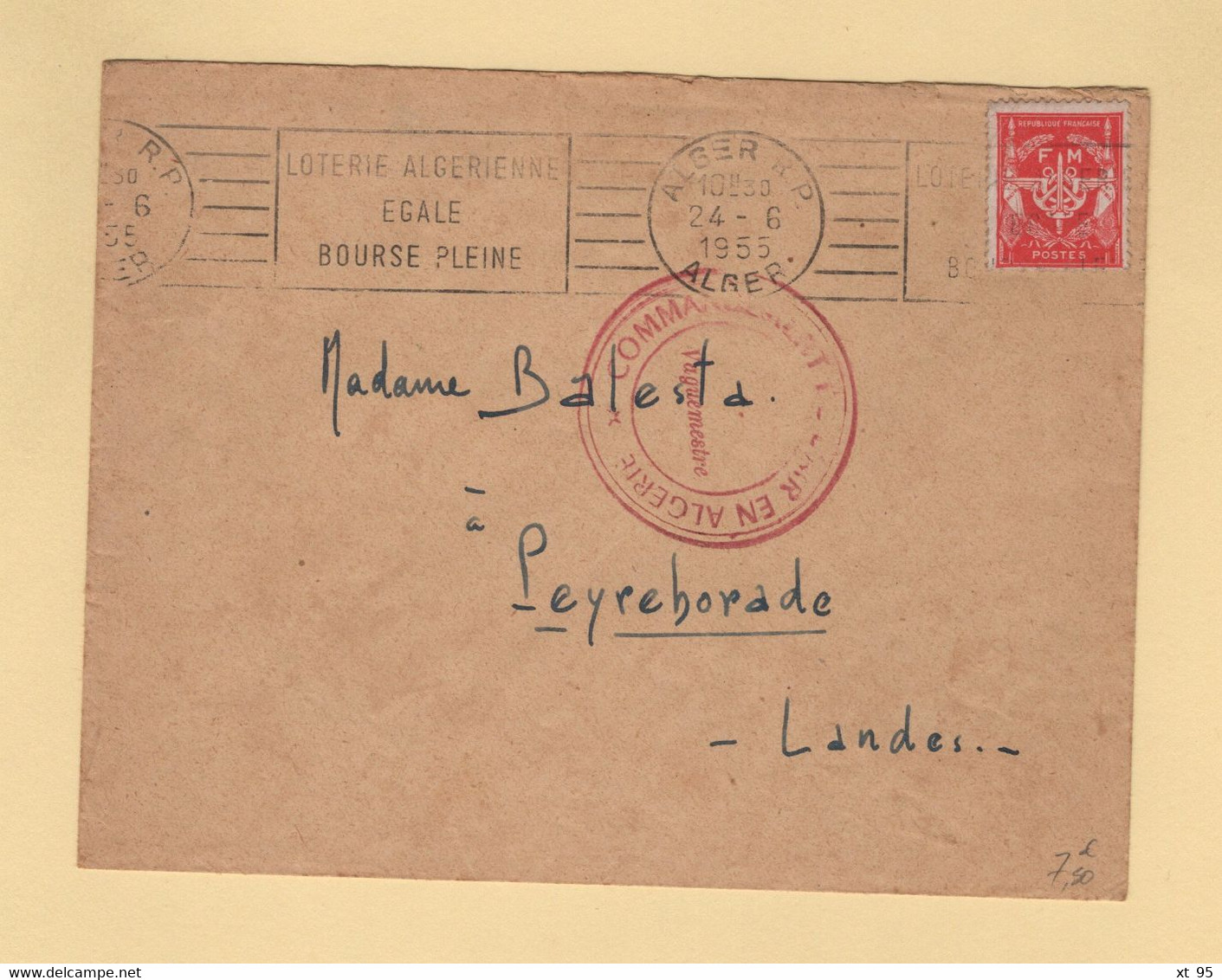 Timbre FM - Algerie - Alger - 1955 - Commandement De L Air En Algerie - Timbres De Franchise Militaire